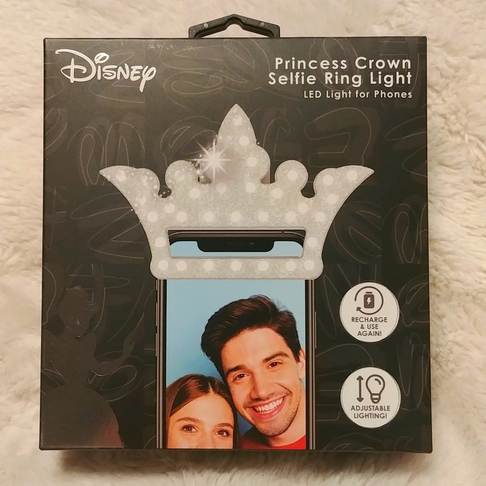 NWT Disney Princess Crown Selfie Phone LED Ring Light